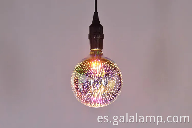 Coloridas bombillas LED de vidrio 3D para exhibición de fuegos artificiales festivos